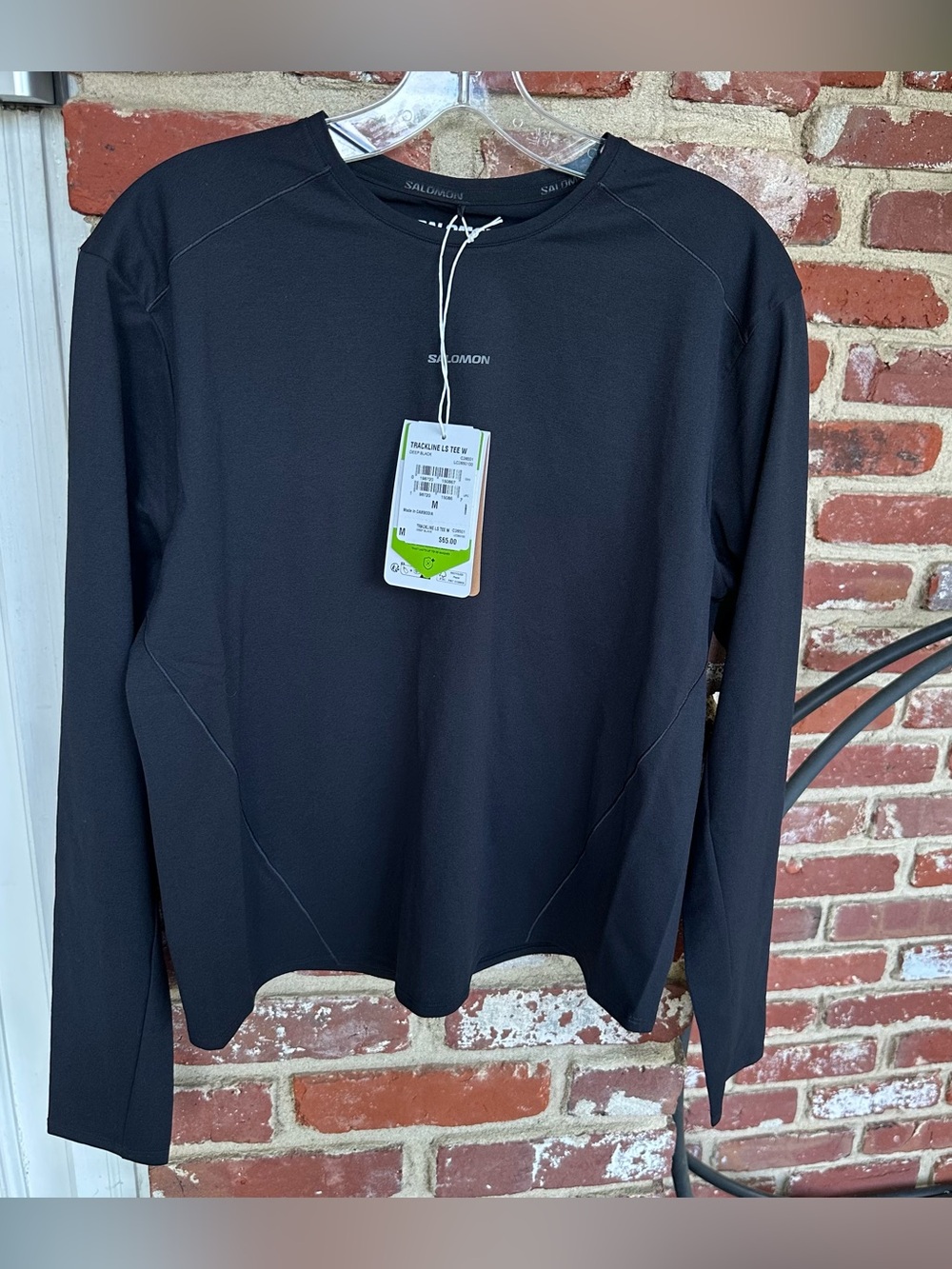 Salomon Trackline LS Tee Women’s Medium Deep Black Long Sleeve Running Shirt NWT